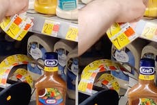 A Walmart employee was caught on camera increasing price tag by 350 per cent