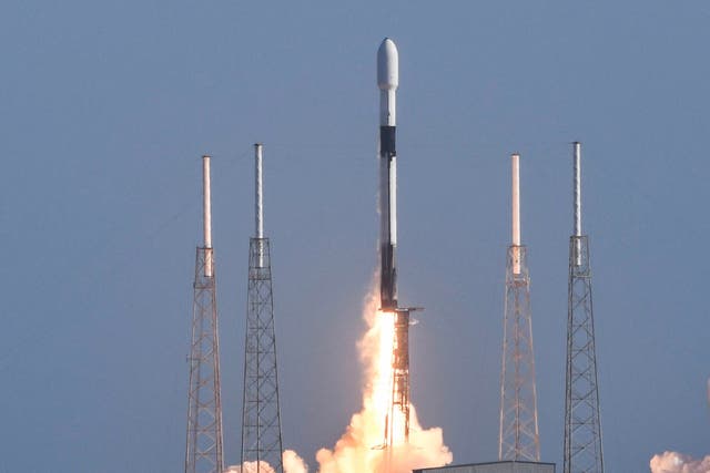 <p>A SpaceX Falcon 9 rocket lifts off from Pad 40 at Cape Canaveral Space Force Station, FL Wednesday, March 9, 2022. The rocket is carrying 48 Starlink satellites.</p>