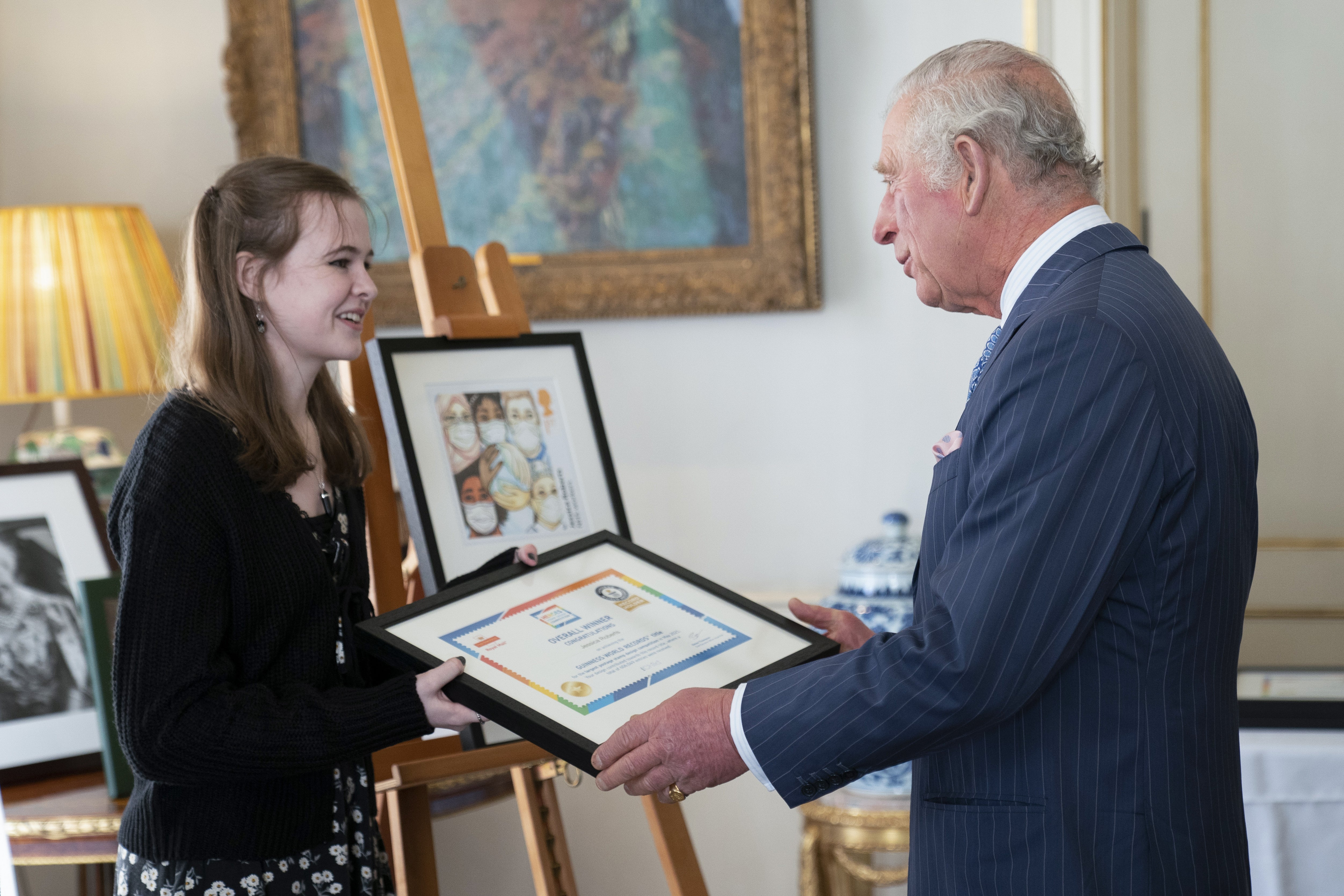 Charles meets Jessica Roberts (Kirsty O’Connor/PA)