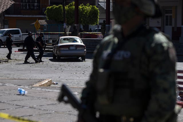 <p>Authorities in the avocado-growing zone of western Mexico said five suspected drug cartel gunmen have been killed in a massive firefight between gangs</p>