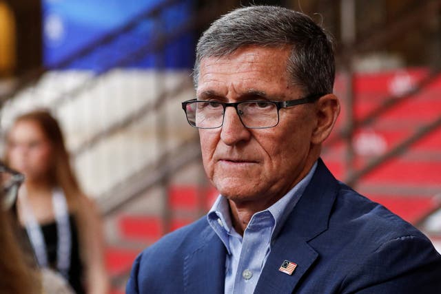 <p>Mike Flynn at the Conservative Political Action Conference (CPAC) in Orlando</p>