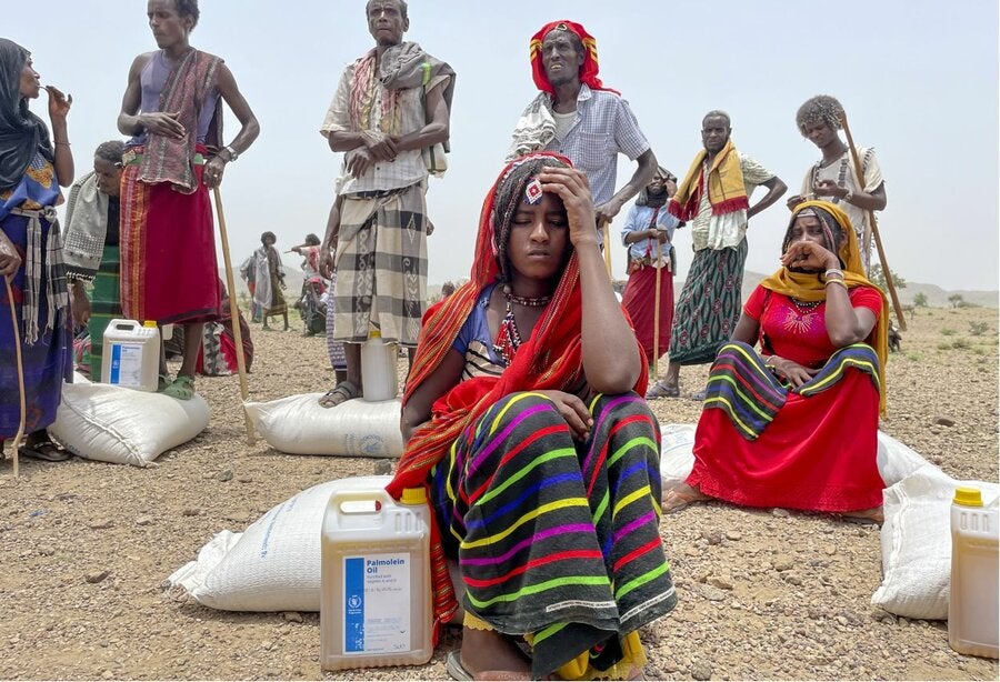 A food distribution in the Afar region of Ethiopia, which is heavily dependent on wheat from Ukraine