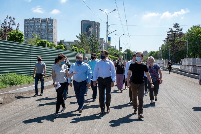 Mariupol’s mayor Vadym Boichenko visits Freedom Square, which was being transformed into a ‘green garden’ of plants before Russia’s invasion