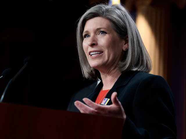 <p>Sen. Joni Ernst (R-IA) speaks at a Senate Republican news conference in the U.S. Capitol Building on March 09, 2022 in Washington, DC</p>