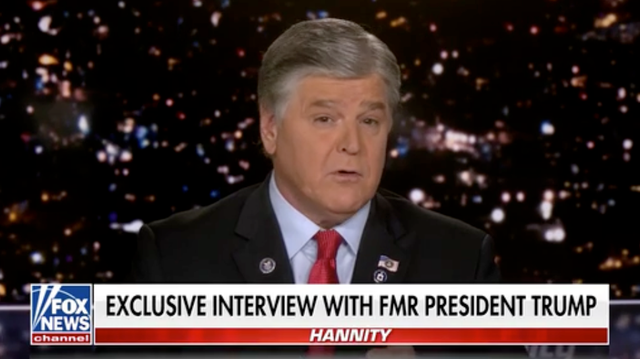 <p>Sean Hannity interviewed former president Donald Trump over the phone on 10 March 2022</p>