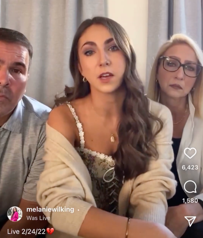 Melanie Wilking and her parents Kelly and Dean Wilking posted a lengthy Instagram video claiming Miranda was in a cult