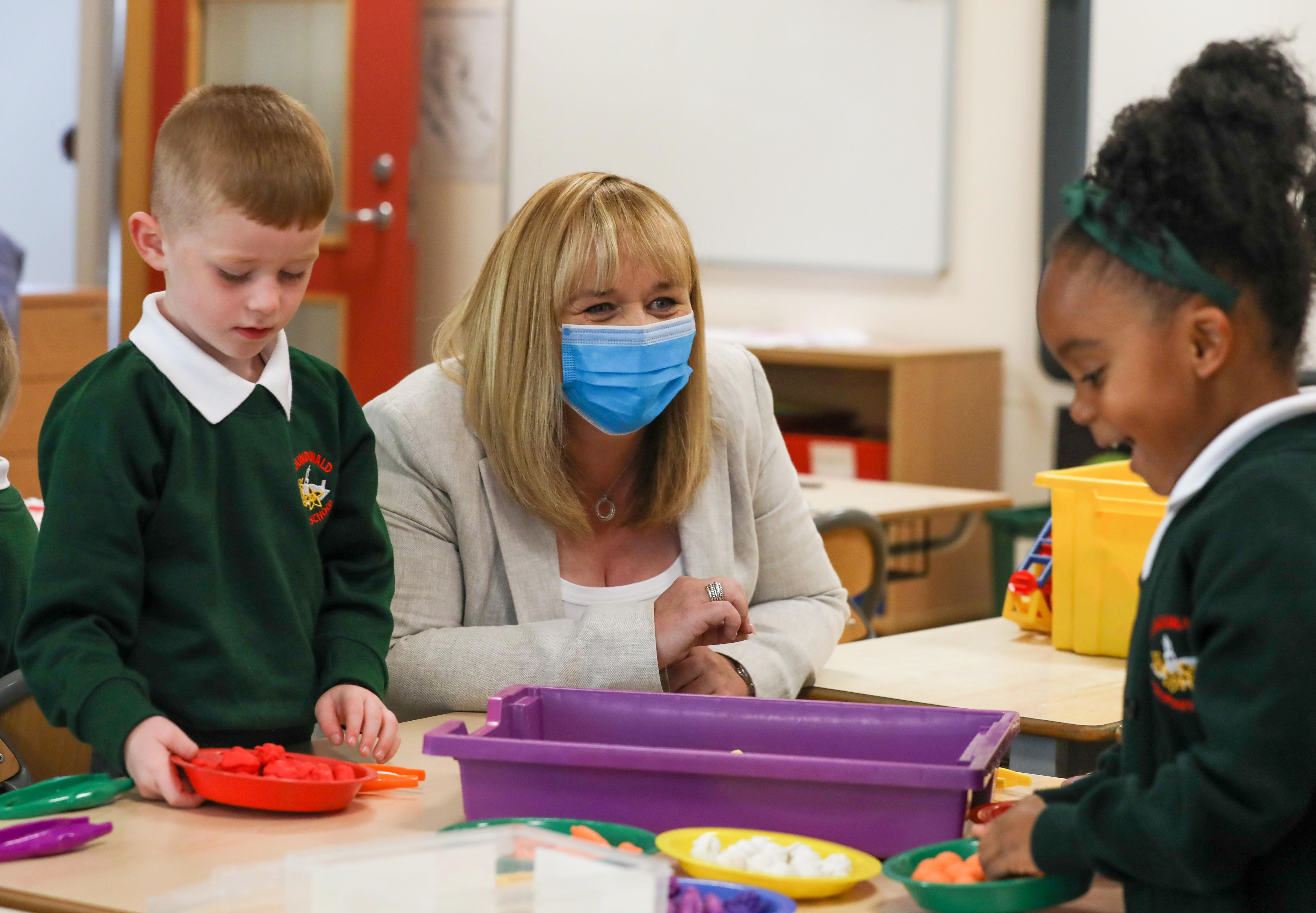 Northern Ireland’s Education Minister Michelle McIlveen during a visit to Dundonald Primary School in Co Down (Matt Mackey/Press Eye/PA)