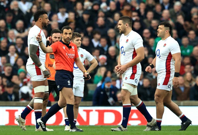 <p>An early red card for Charlie Ewels at Twickenham cost England dearly </p>