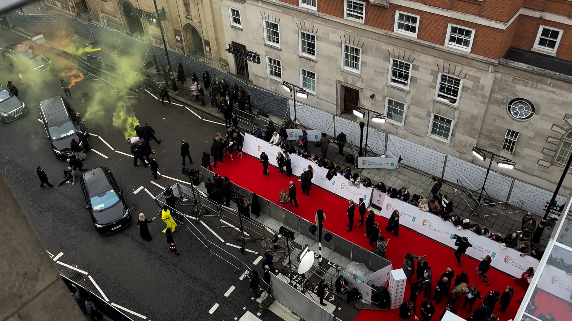 Activists during a protest by Just Stop Oil near the Royal Albert Hall, London during the Baftas (Tom Savage/PA)