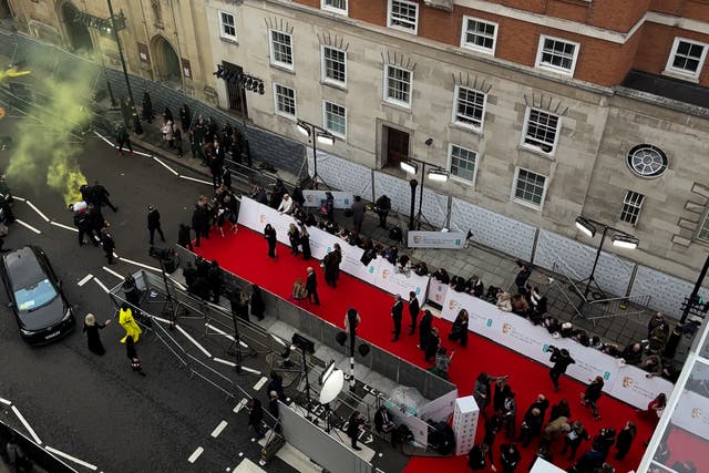 Activists during a protest by Just Stop Oil near the Royal Albert Hall, London during the Baftas (Tom Savage/PA)