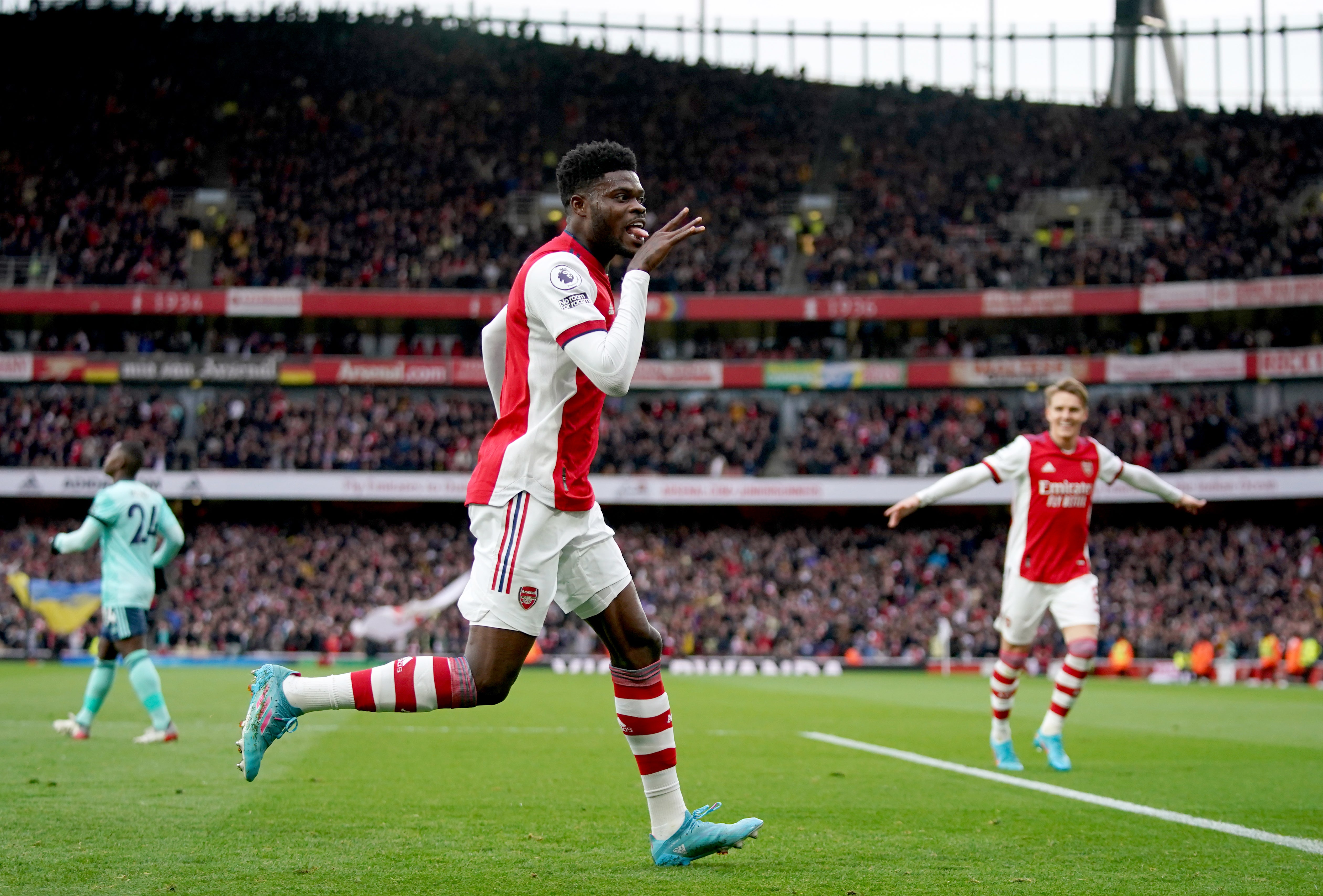 Mikel Arteta believes Thomas Partey has “come a long way” since he signed for the club (Nick Potts/PA)