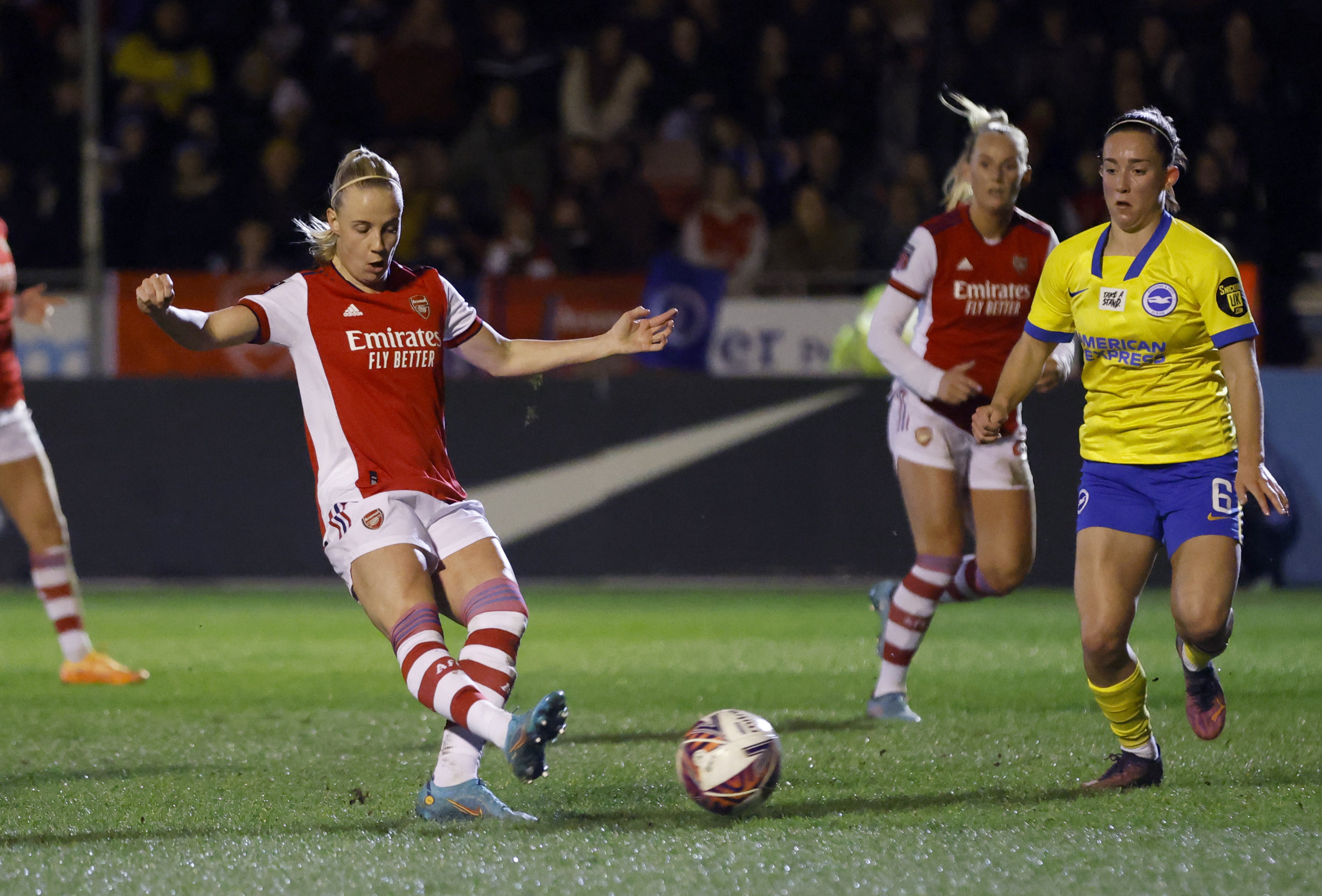 Beth Mead was on target as Women’s Super League leaders Arsenal beat Brighton 3-0 (Steven Paston/PA)
