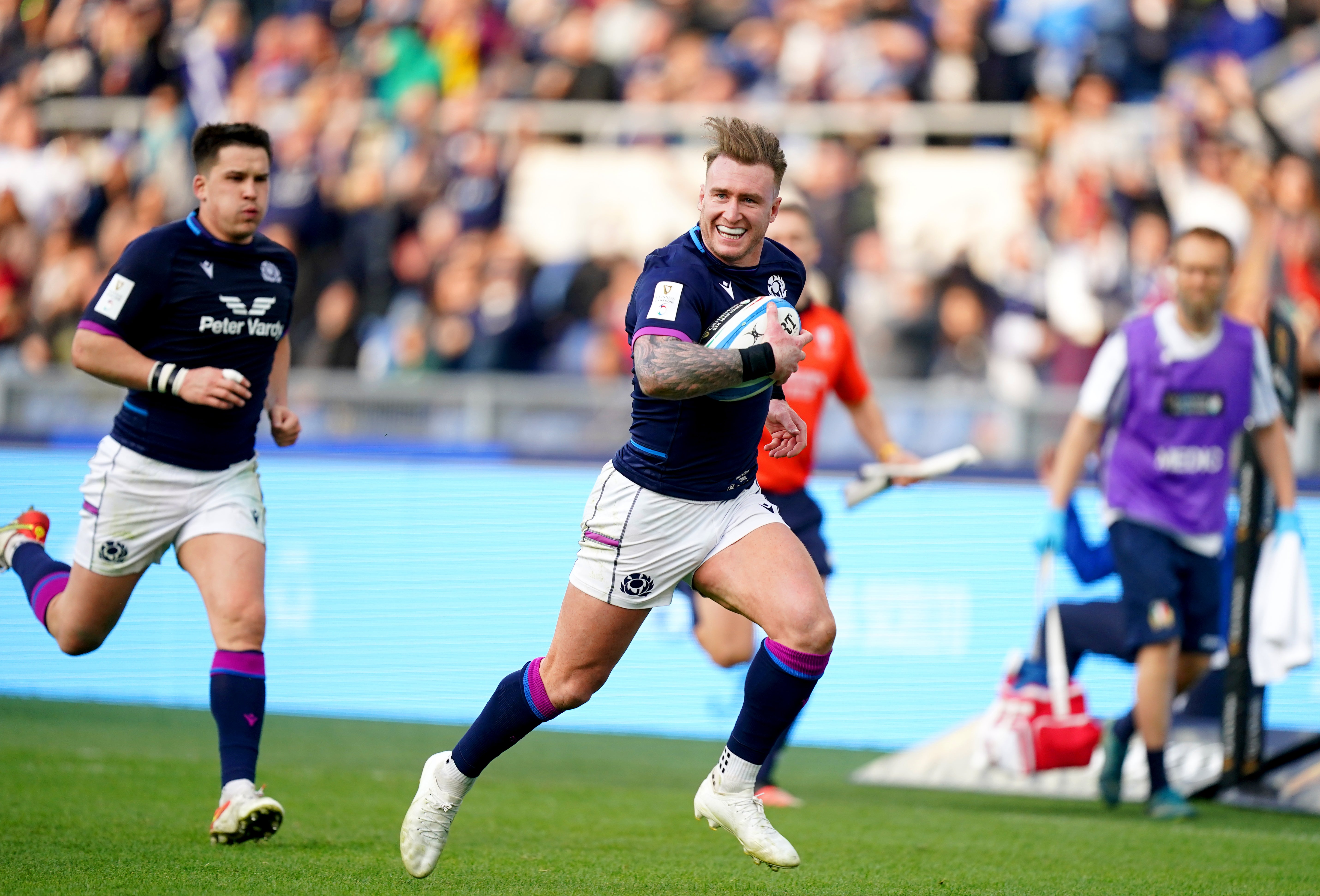 Stuart Hogg scored Scotland’s fifth try in a 33-22 win over Italy in Rome (Mike Egerton/PA)