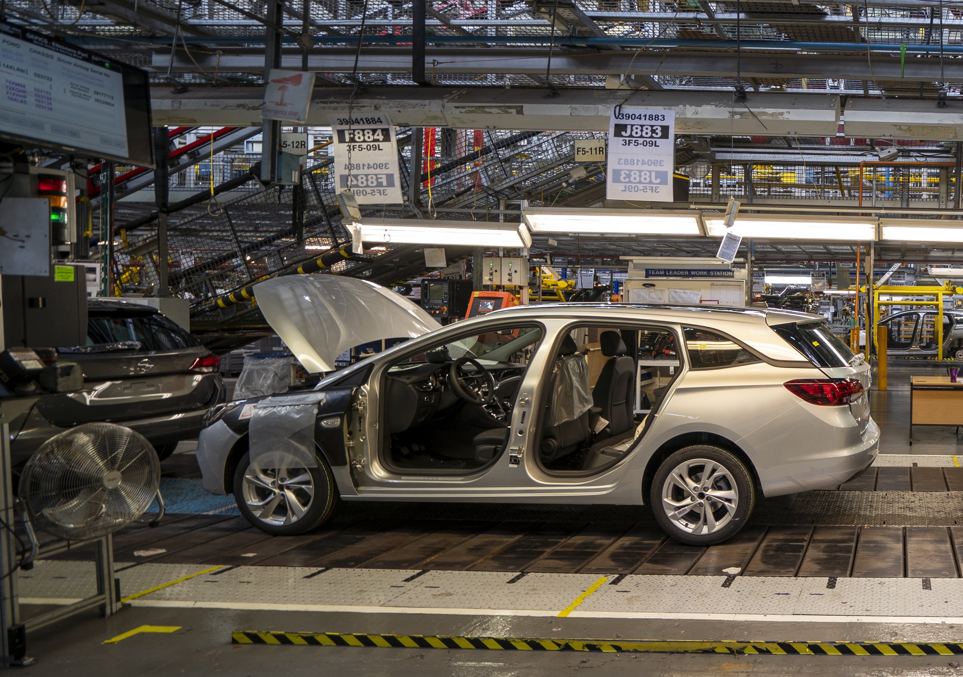 The Astra assembly line at Vauxhall’s plant in Ellesmere Port, Cheshire (Peter Byrne/PA)