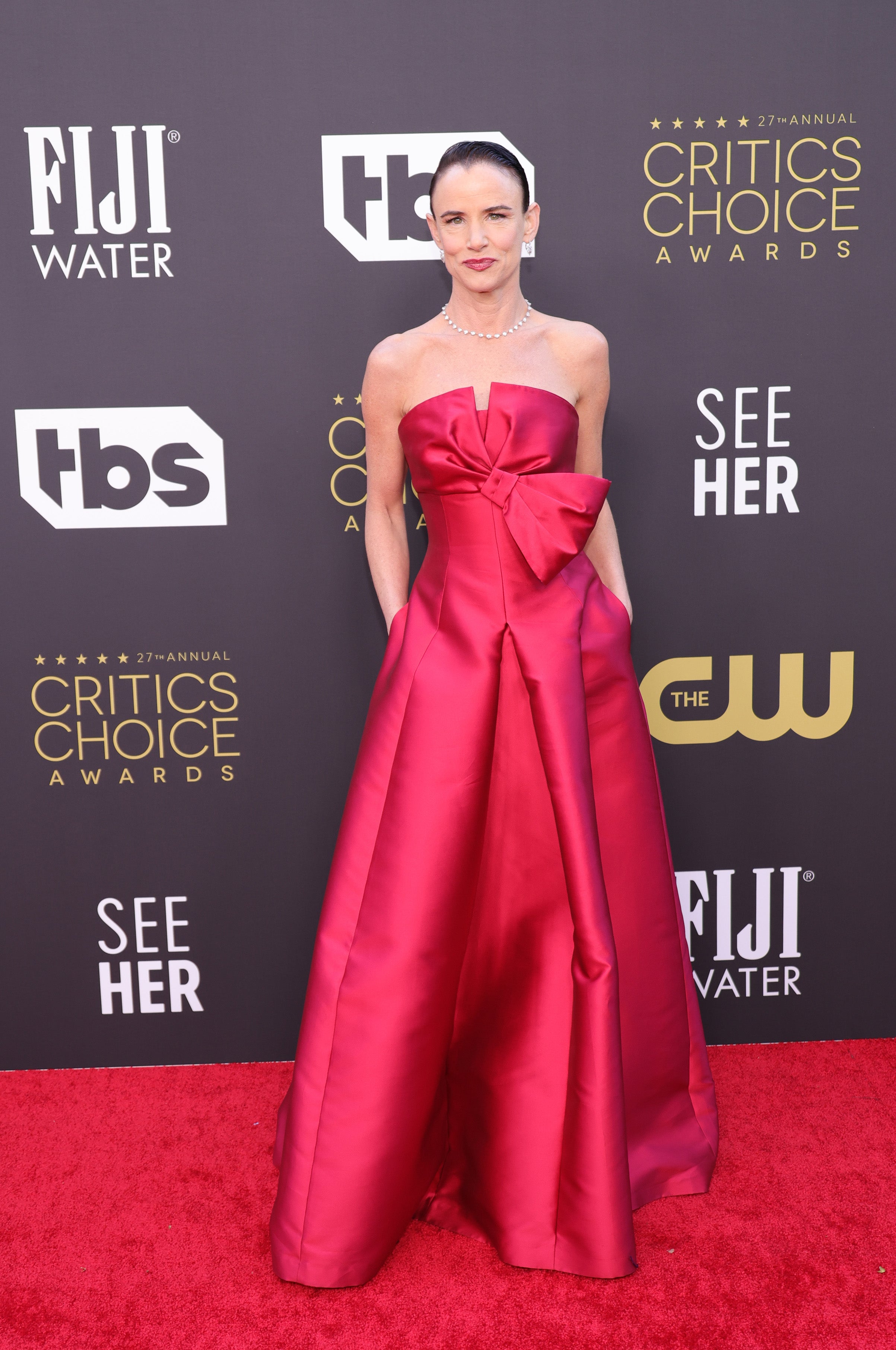 Juliette Lewis in a dramatic red gown