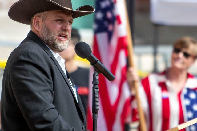 <p>Ammon Bundy, who is running for governor in Idaho, was arrested on suspicion of misdemeanor trespassing at St Luke’s Meridian Medical Centre in Meridian, west of Boise, on Saturday </p>