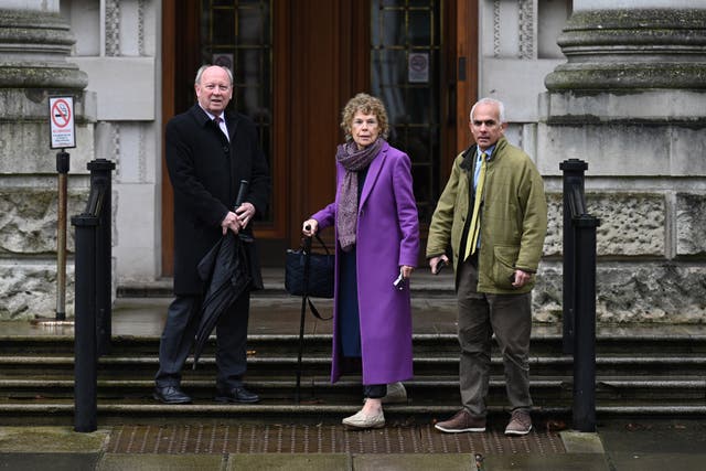 Jim Allister, Kate Hoey and Ben Habib arrive at the High Court in Belfast (Michael Cooper/PA)