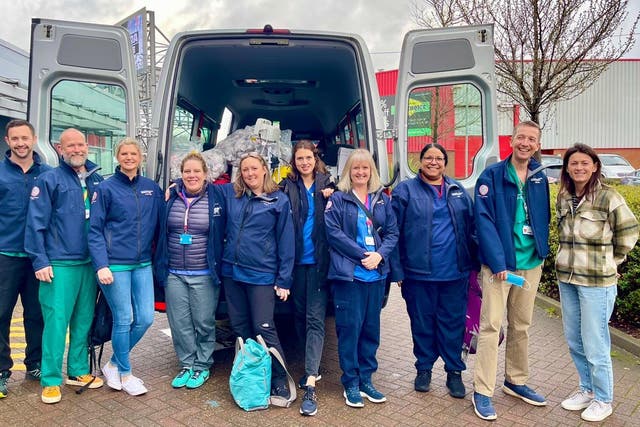 A team of medics from Southampton flew to Poland to bring 21 Ukrainian children to England for cancer treatment (UHS/PA)
