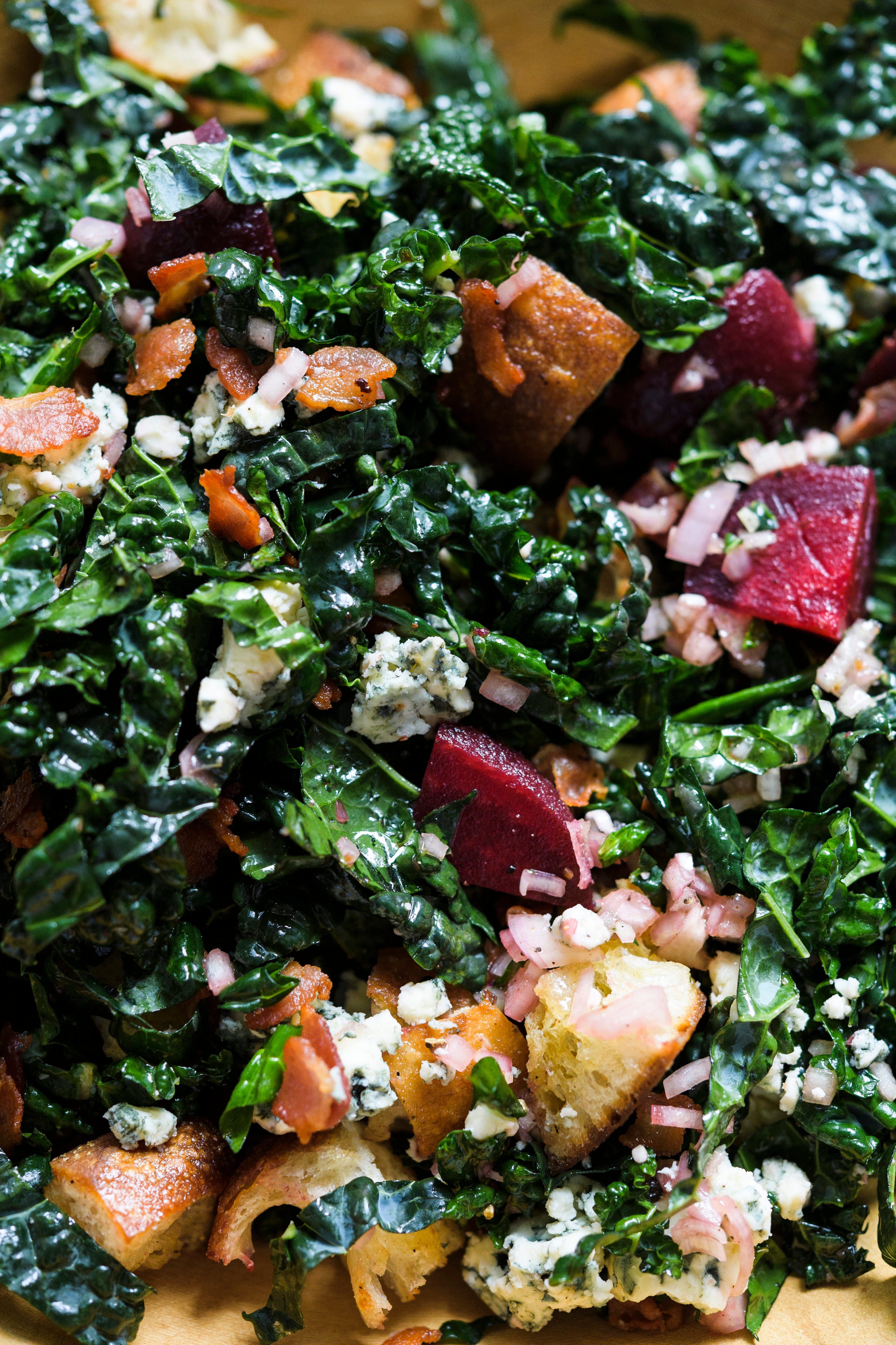 Food-MilkStreet-Bread Salad w/Kale, Beets & Blue Cheese