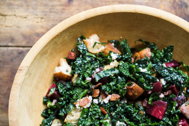 Food-MilkStreet-Bread Salad w/Kale, Beets & Blue Cheese