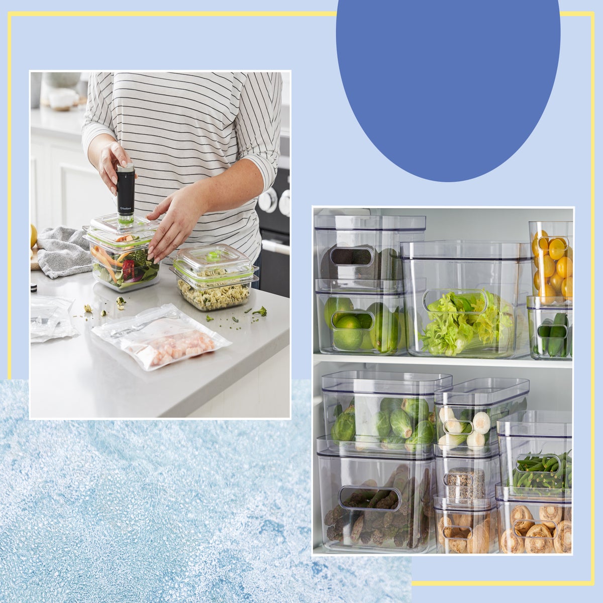 Fridge Box Holder Kitchen Clear Organiser Cupboard Food Storage Container  W/ Lid 
