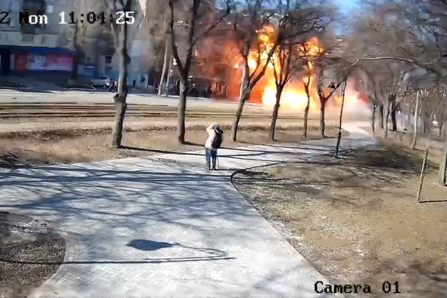 The blast, which killed one person and injured six, was caught on CCTV (Kyiv City Council)