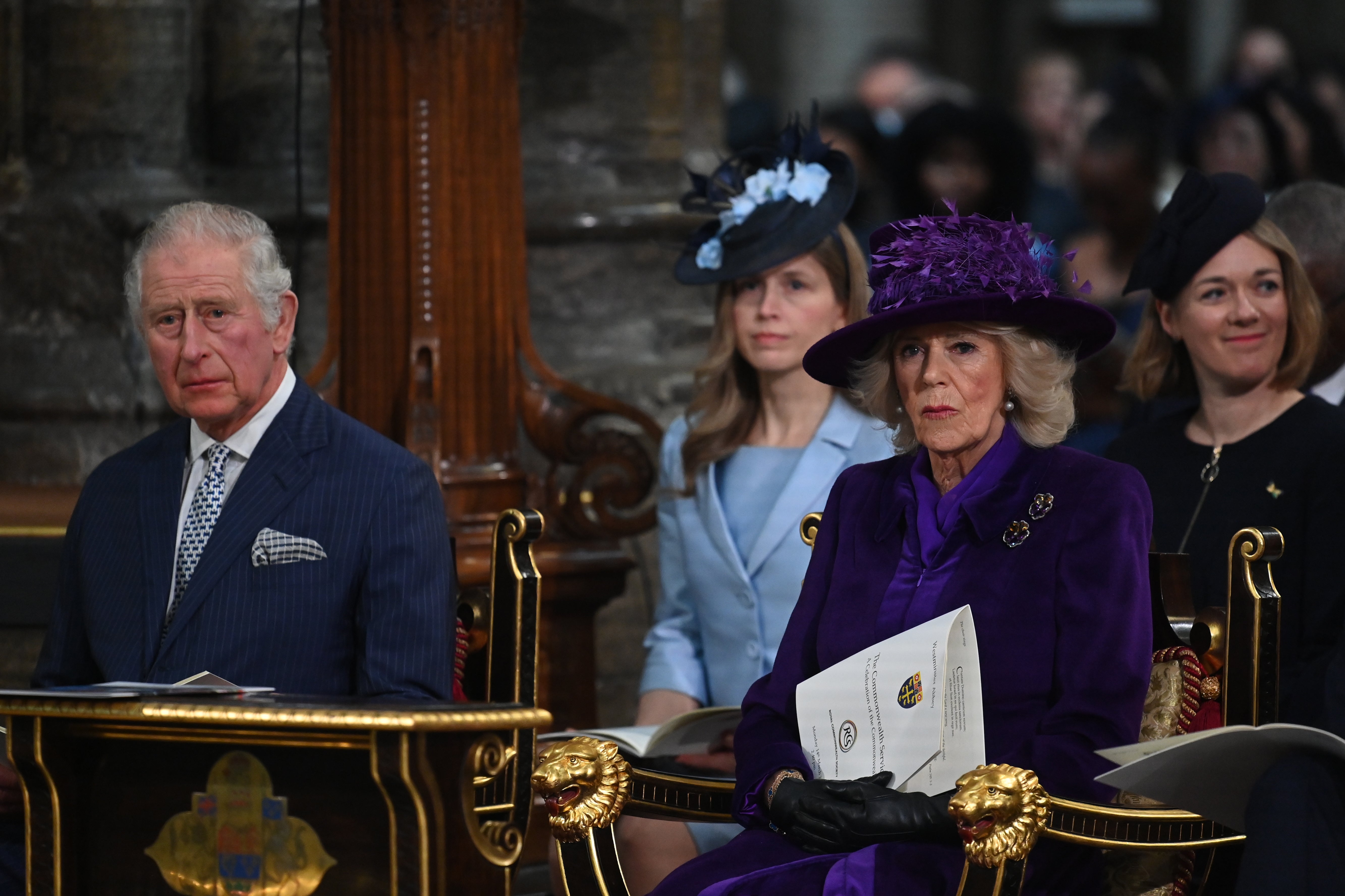 The Prince of Wales and the Duchess of Cornwall during the Commonwealth Service (Daniel Leal/PA)