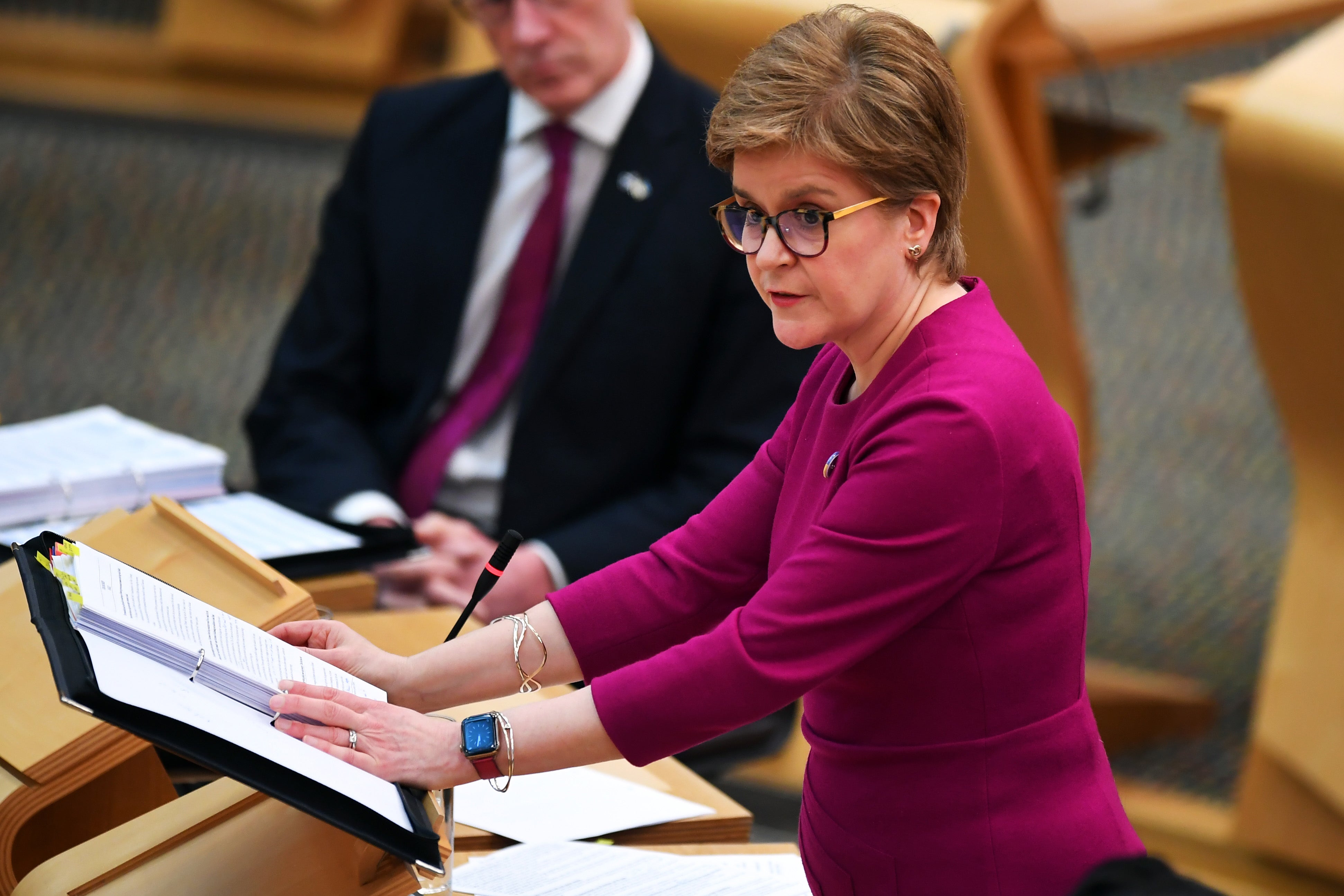 Nicola Sturgeon will announce if Covid restrictions are to be eased on Tuesday afternoon (Andy Buchanan/PA)