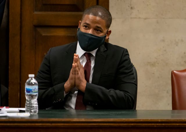 <p>Jussie Smollett was found guilty of lying to police about a hate crime after he reported to police that two masked men physically attacked him, yelling racist and anti-gay remarks near his Chicago home in 2019 </p>