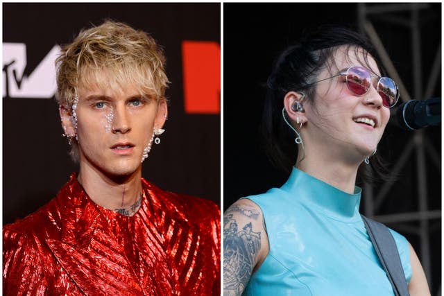 <p>Machine Gun Kelly and Japanese Breakfast joked about feuding after comparisons were made between their respective album covers</p>