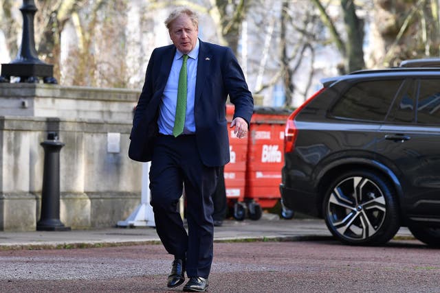 <p>Prime Minister Boris Johnson arrives at Lancaster House (Justin Tallis/PA)</p>