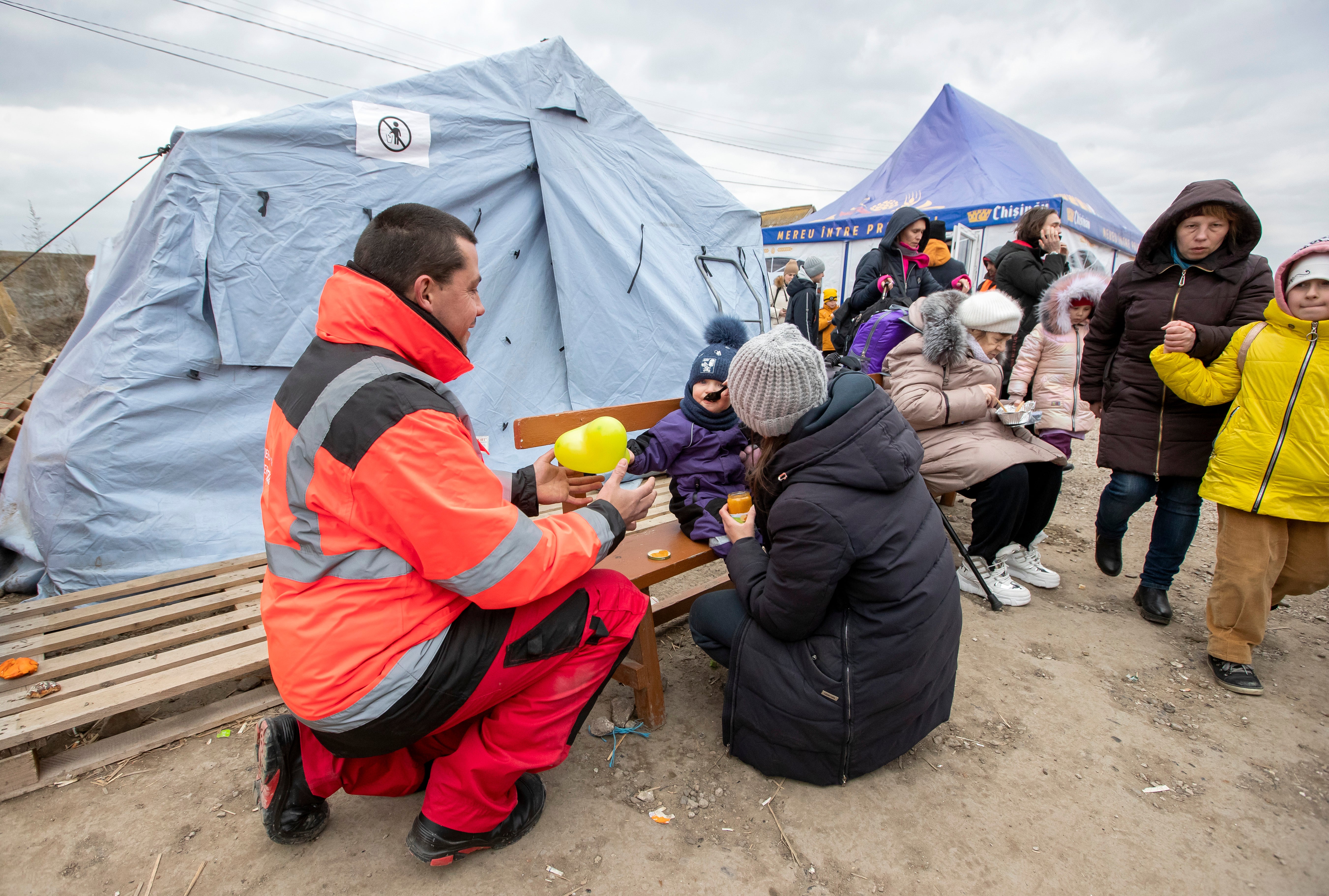 People at the refugee centre near Palanka village, Moldova, 14 March 2022