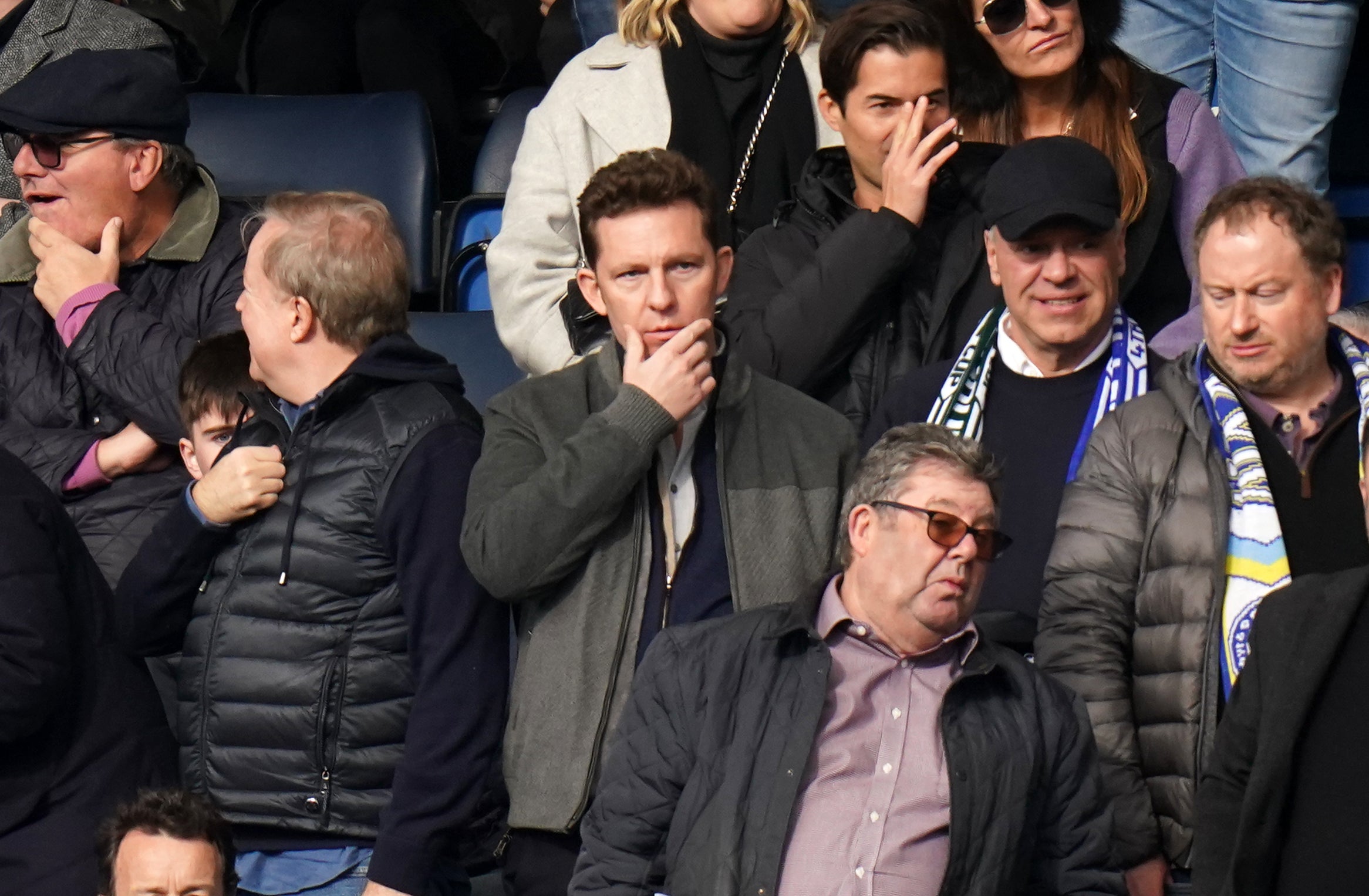 Nick Candy, centre, watches Chelsea’s Premier League win over Newcastle at Stamford Bridge on Sunday (Adam Davy/PA)