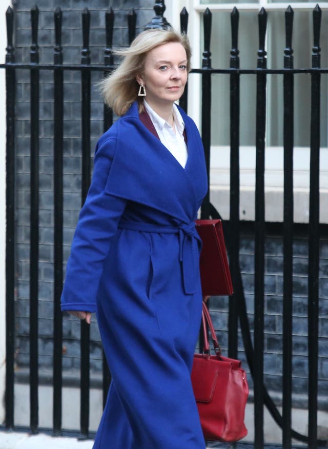 Foreign Secretary Liz Truss arrives in Downing Street for the Government’s weekly Cabinet meeting (James Manning/PA)