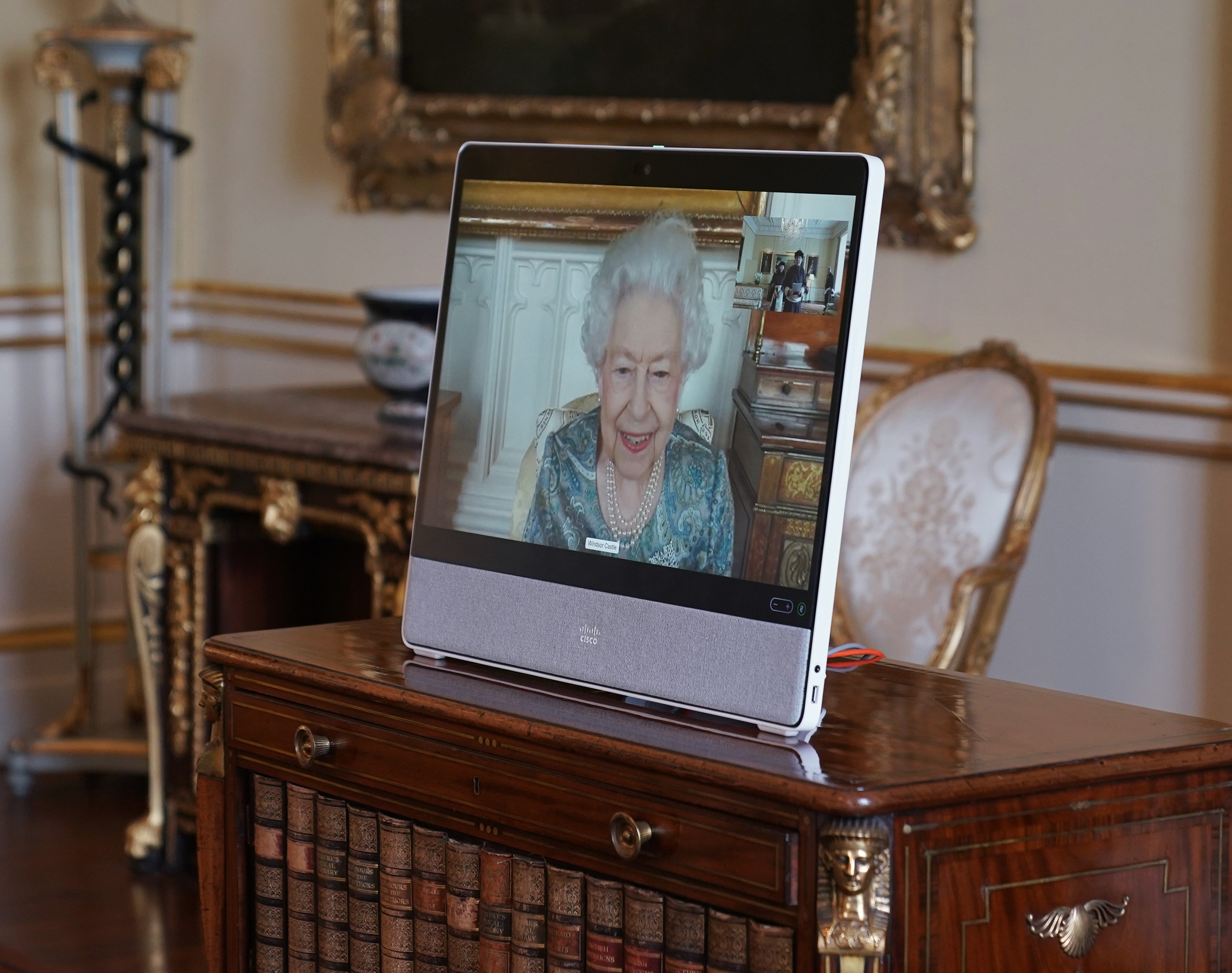 The Queen during a virtual audience with Enkhsukh Battumur, Ambassador of Mongolia (Yui Mok/PA)
