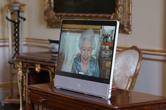 The Queen during a virtual audience with Enkhsukh Battumur, Ambassador of Mongolia (Yui Mok/PA)