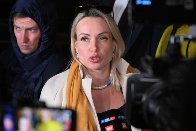 <p>Marina Ovsyannikova, the editor at the state broadcaster Channel One who protested against Russian military action in Ukraine during a live news broadcast </p>