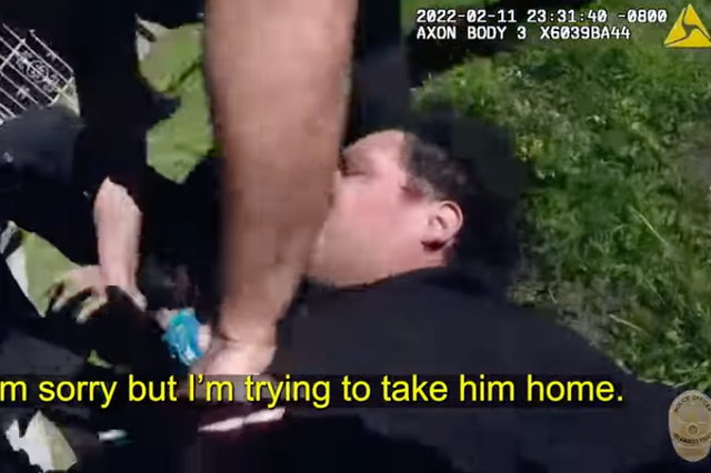 <p>Police body camera footage of officers chasing Josue Huerta on 11 Feburary, 2022. Huerta was holding a baby during the encounter, whose skull was fractured as a result. </p>