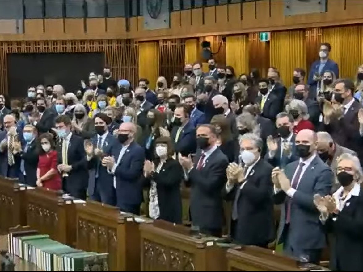 Canada’s Parliament gives Zelensky a standing ovation.