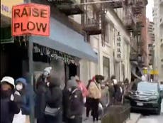 Video shows line around the block in Chinatown for pepper spray after latest anti-Asian attack in New York City