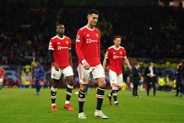 <p>Cristiano Ronaldo departs the field after defeat by Atletico</p>