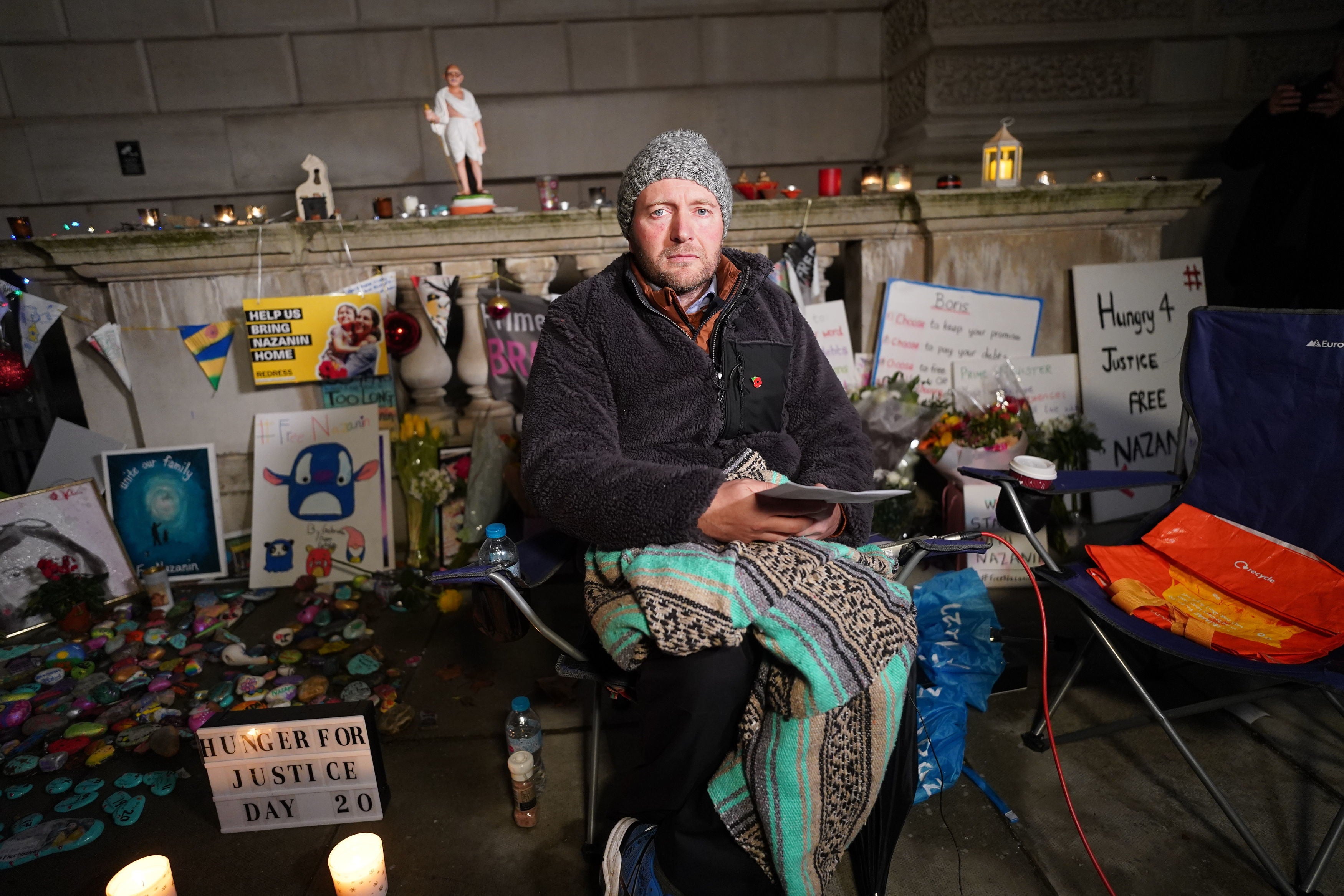 Richard Ratcliffe during his hunger strike outside the Foreign Office in November 2021