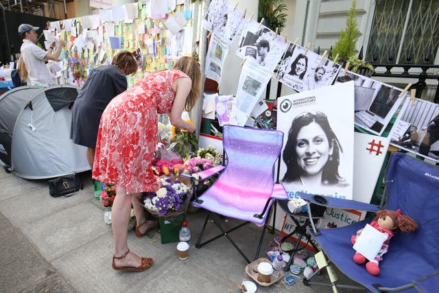 Richard Ratcliffe, the husband of Nazanin Zaghari-Ratcliffe, during a protest outside the Iranian Embassy in London (PA)