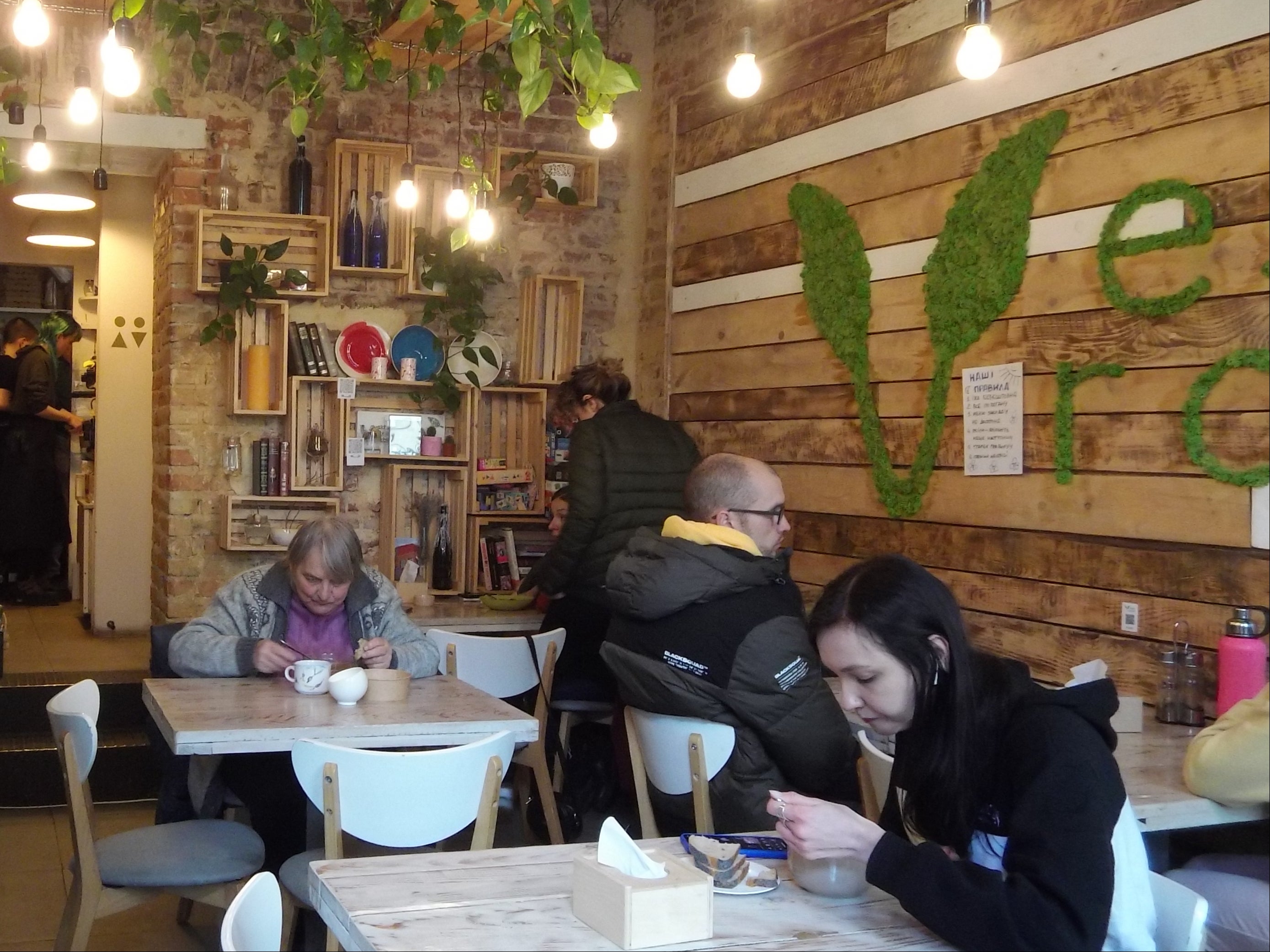 Inside the Vega Room restaurant in Lviv, that has been feeding about 200 refugees a day