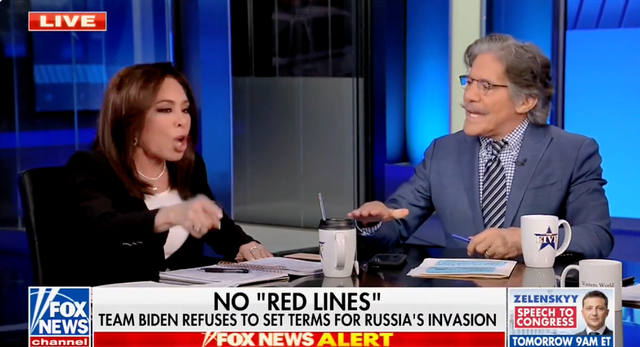 <p>Fox News hosts Jeannine Pirro and Geraldo Rivera got into a spirited back and forth on Tuesday night</p>