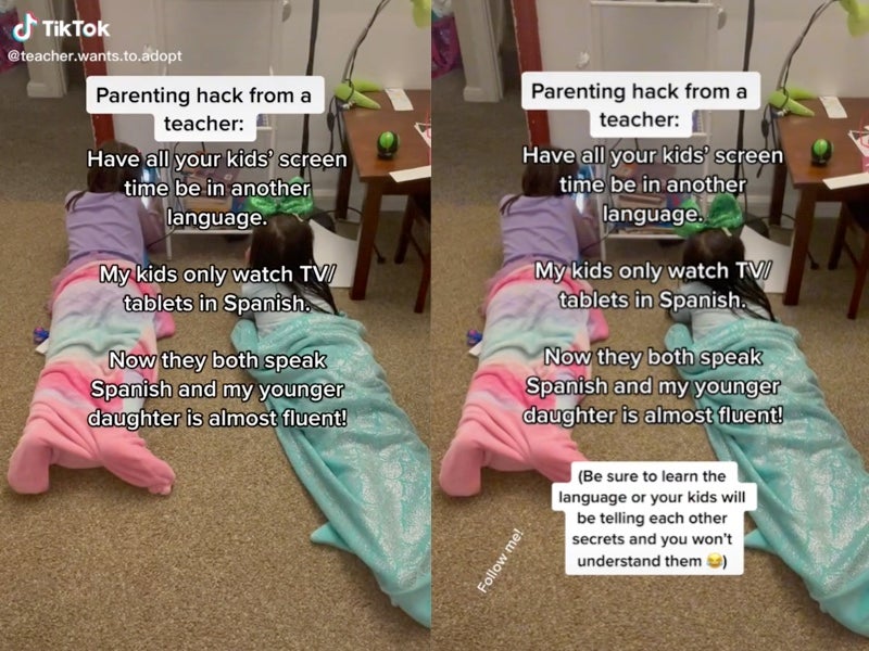 Mother shares hack for teaching children second language