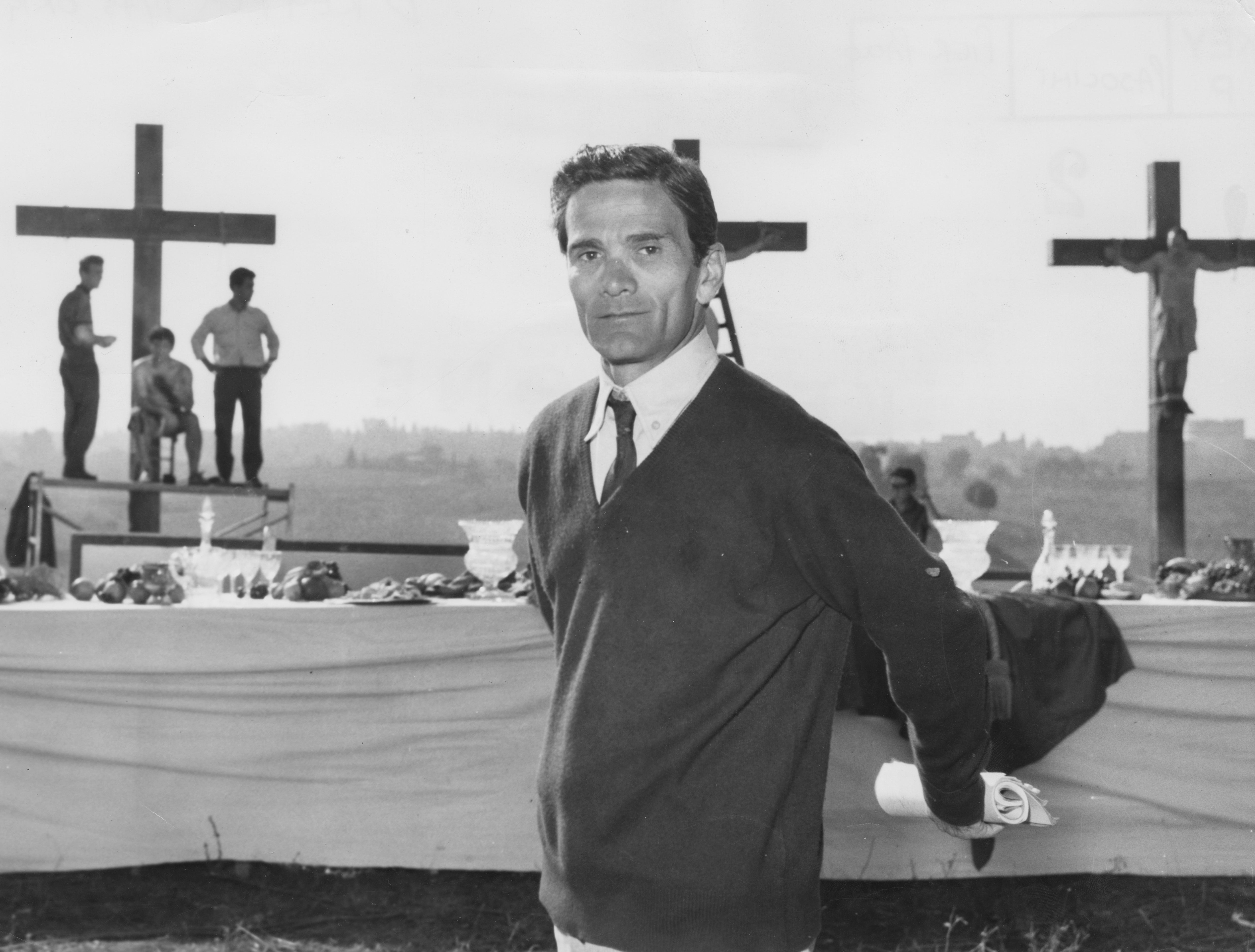 Pasolini in front of a biblical scene during the filming of ‘The Gospel according to St Matthew’