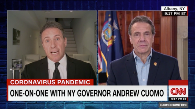 <p>File photo: Chris Cuomo’s interview on CNN with his brother Andrew </p>