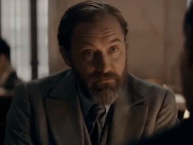 <p>Jude Law as Dumbledore in the new Fantastic Beasts film</p>