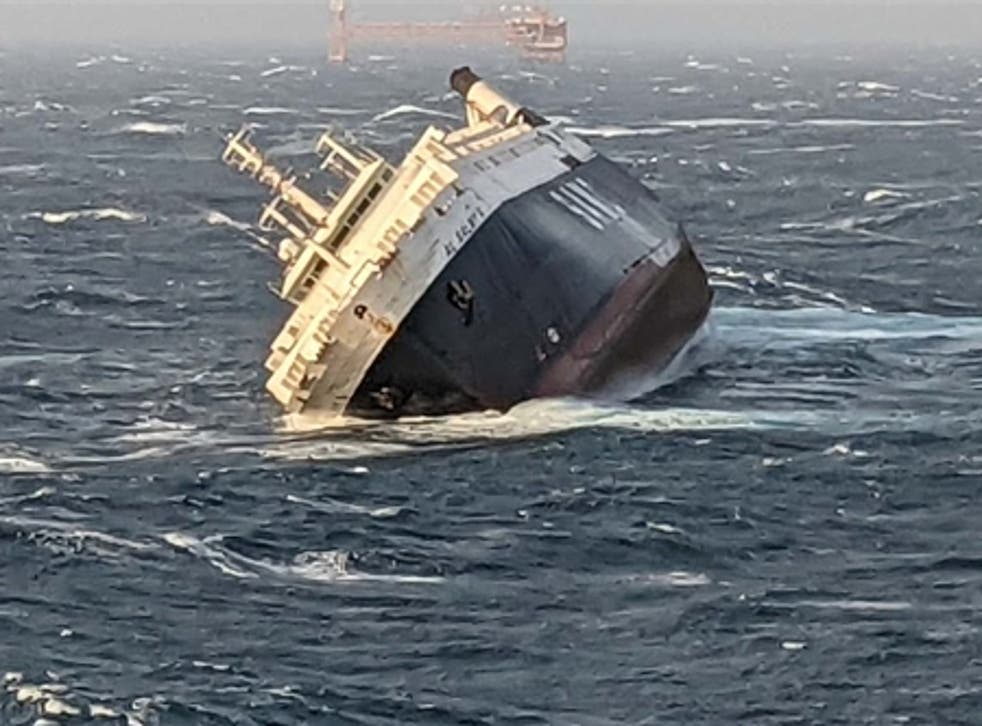 <p>Al Salmy 6 cargo ship capsized 30 miles off Iran coast</p>